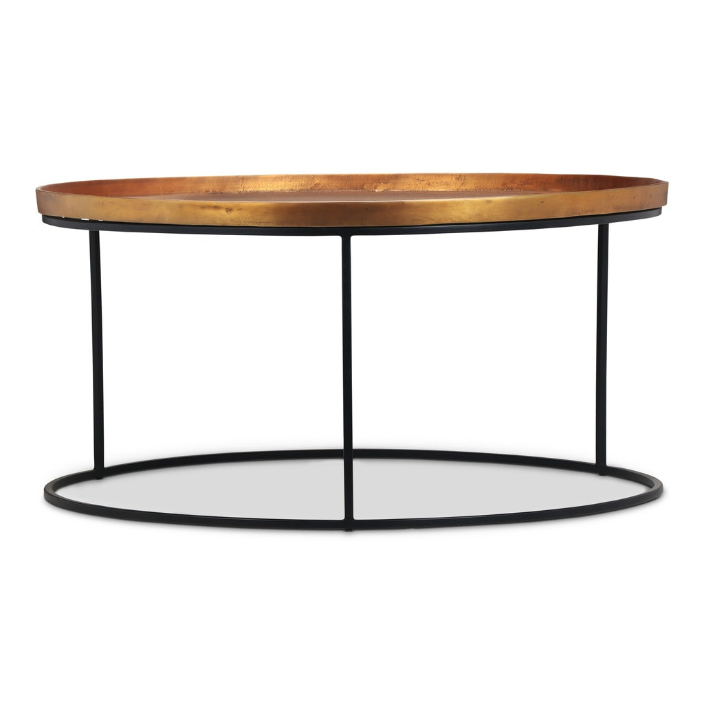 Elements - Sana Coffee Table - Antique Brass Top - Black Frame