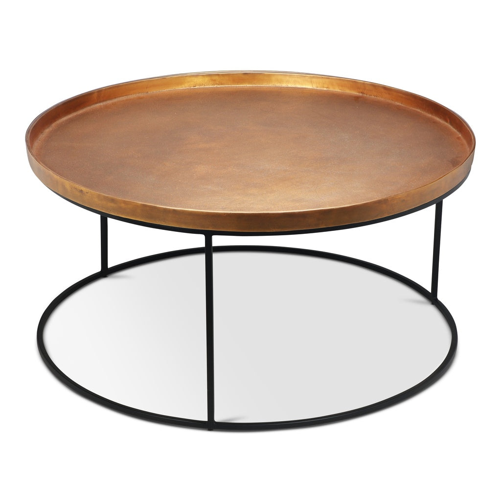 Elements - Sana Coffee Table - Antique Brass Top - Black Frame