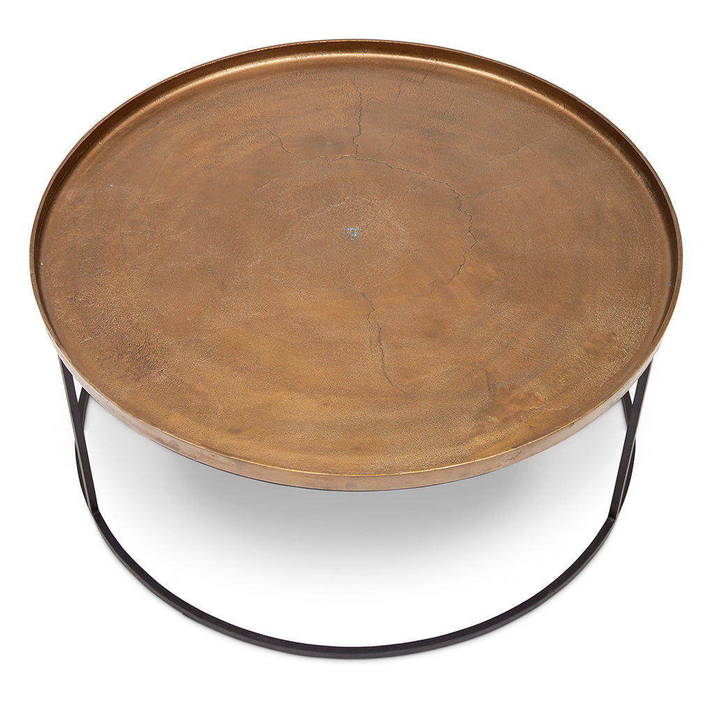 Elements - Sana Coffee Table - Antique Brass Top - Black Frame