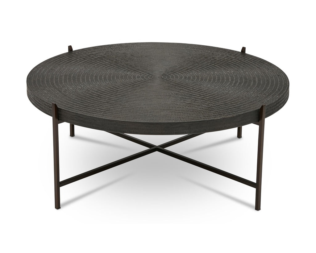 IE Series - Sanskrit Coffee Table - Antique Copper Top - Bronze Frame
