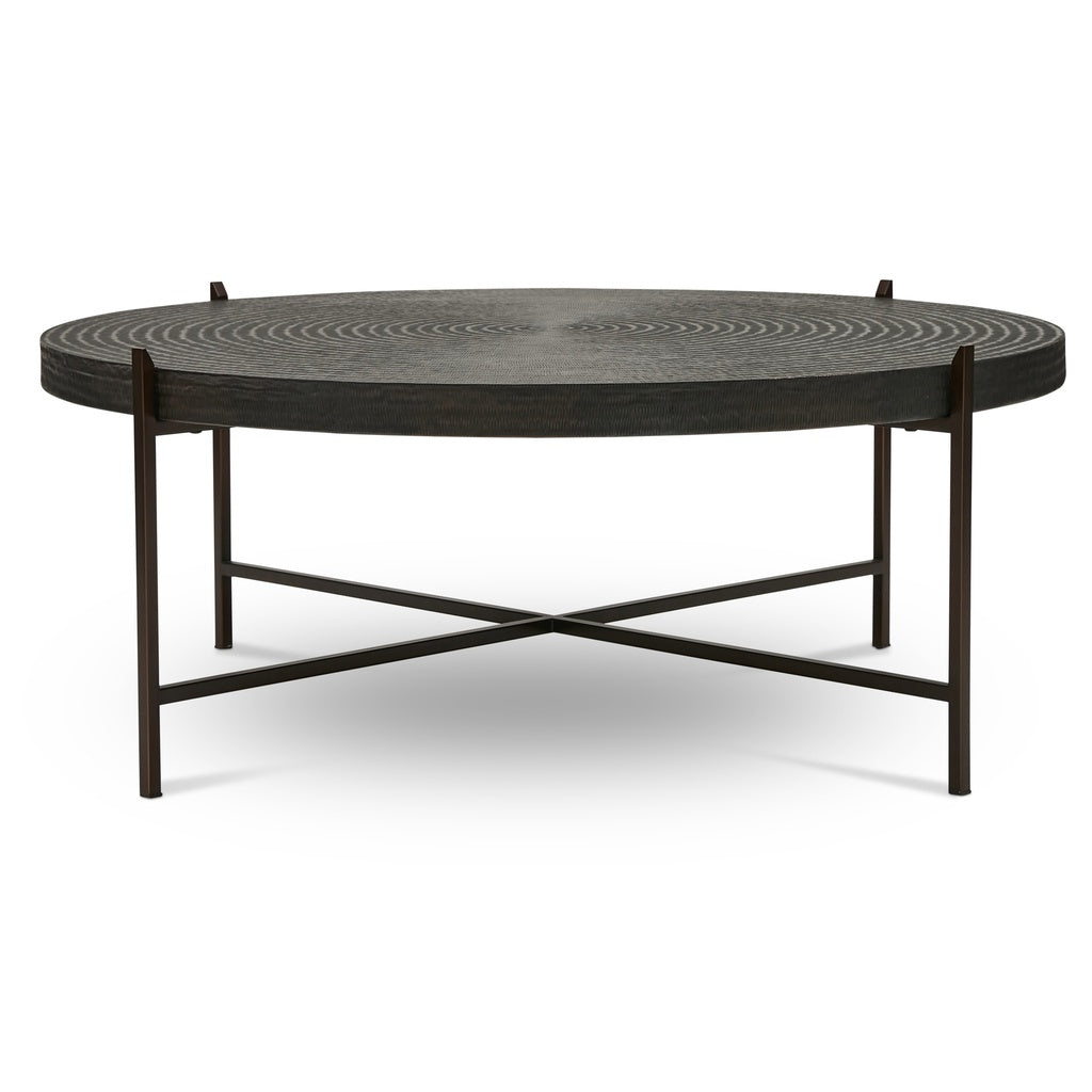 IE Series - Sanskrit Coffee Table - Antique Copper Top - Bronze Frame
