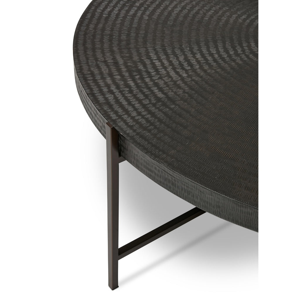 IE Series - Sanskrit Coffee Table - Antique Copper Top - Bronze Frame