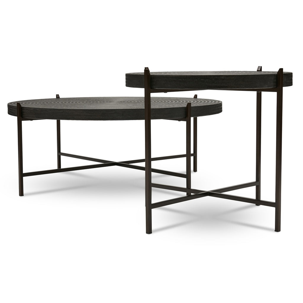 IE Series - Sanskrit Coffee Table - Antique Copper Top - Bronze Frame