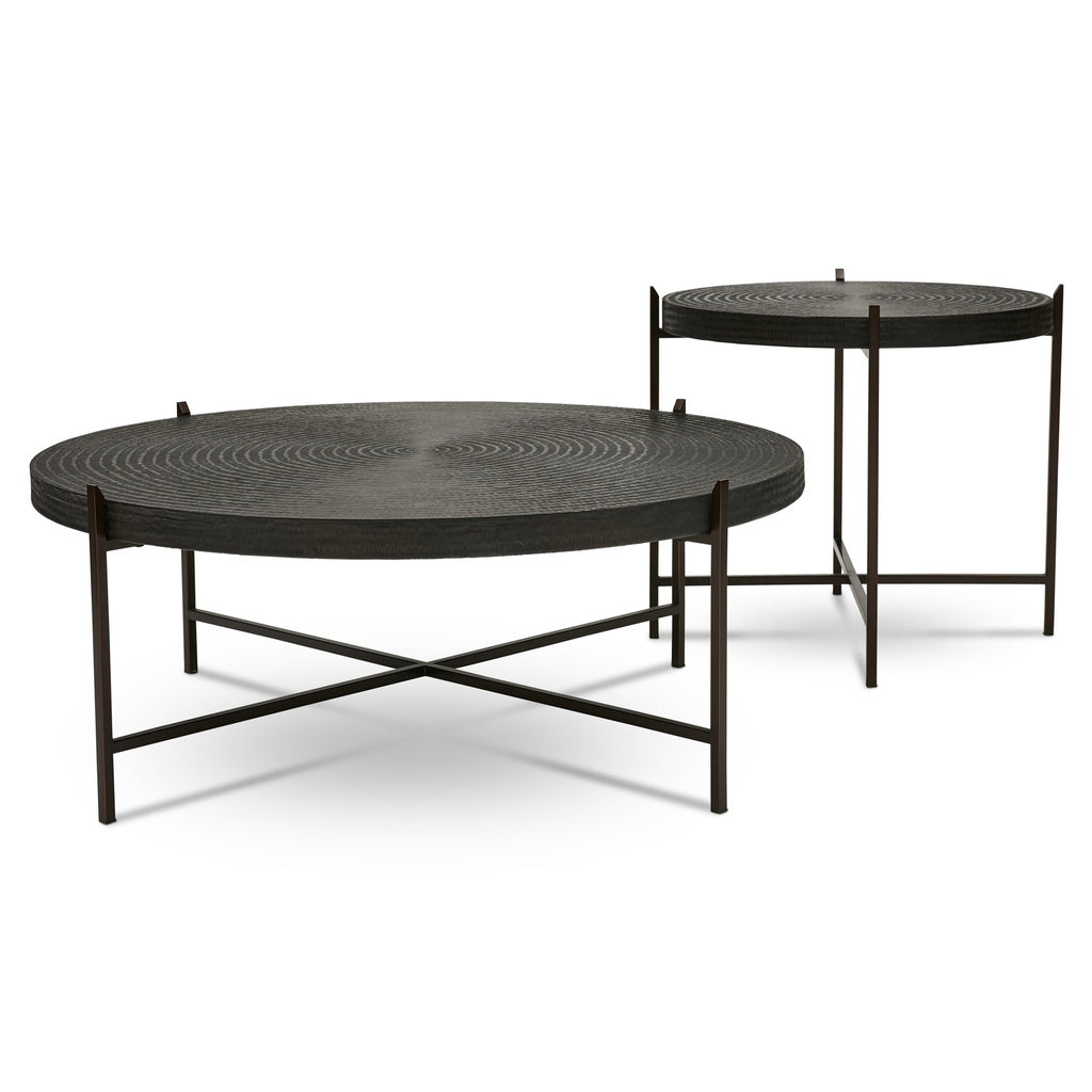 IE Series - Sanskrit Coffee Table - Antique Copper Top - Bronze Frame