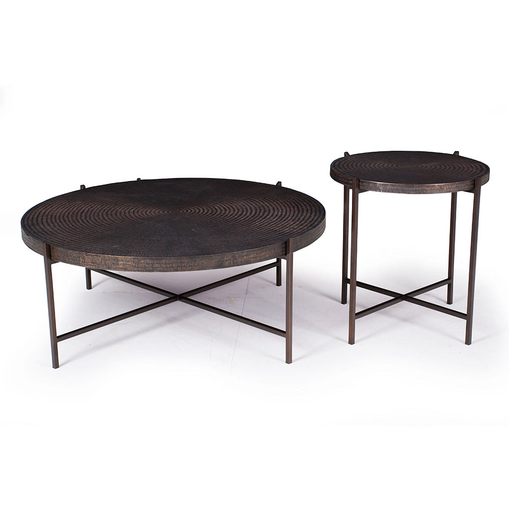 IE Series - Sanskrit Coffee Table - Antique Copper Top - Bronze Frame