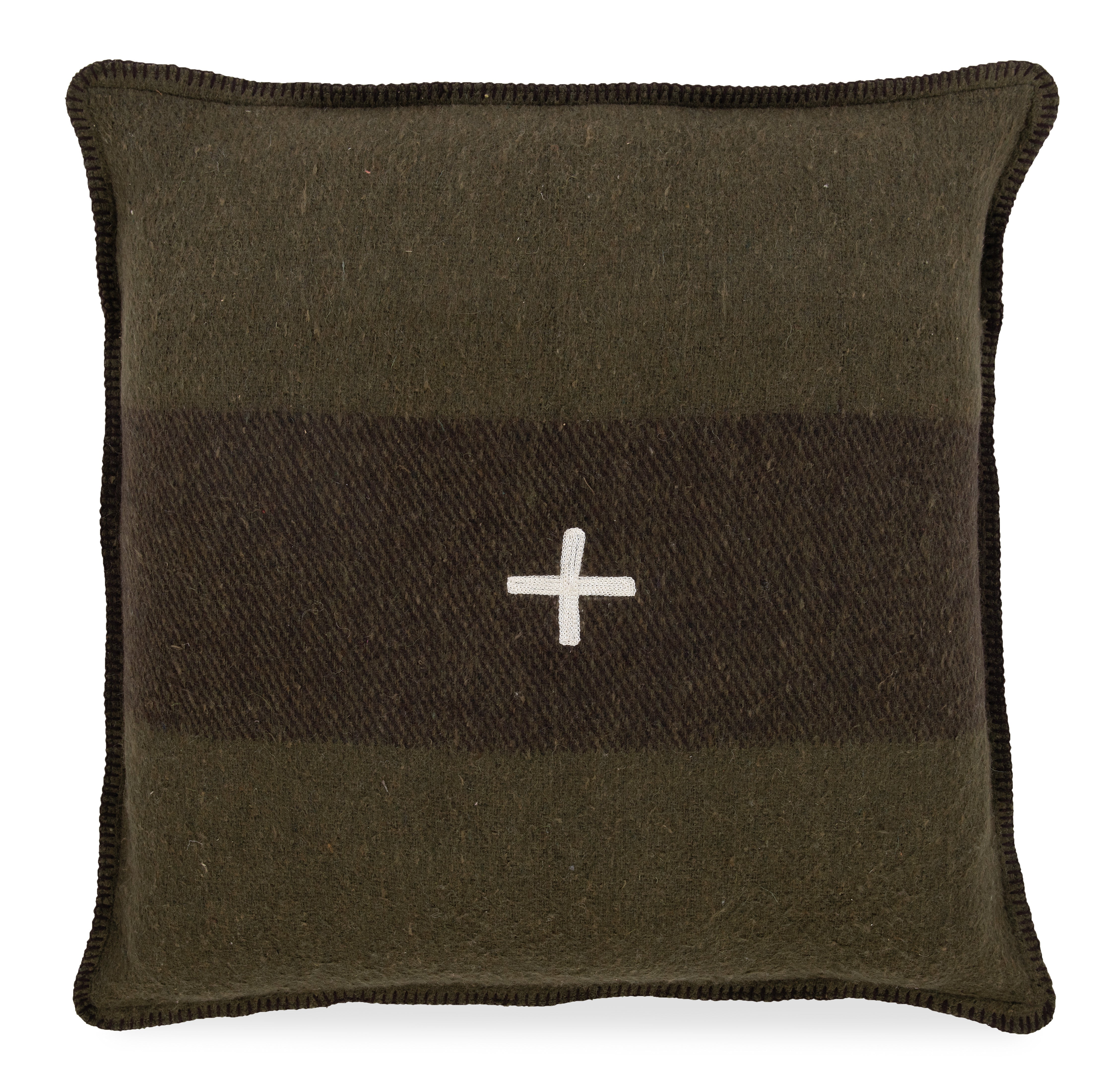 Swiss Army Pillow Cover 24x24 Green/Brown