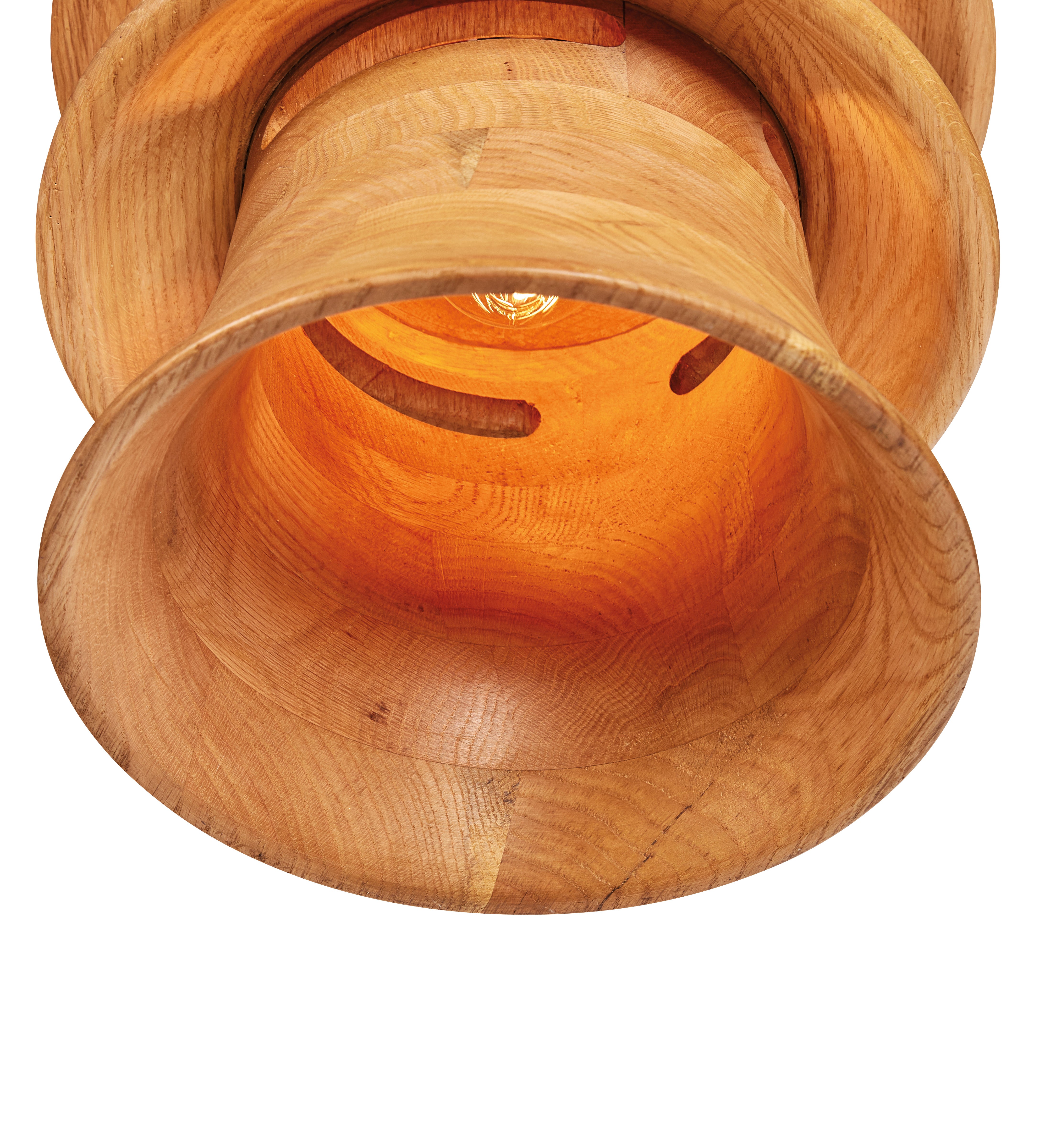 Oak Wood Tiered Pendant Light