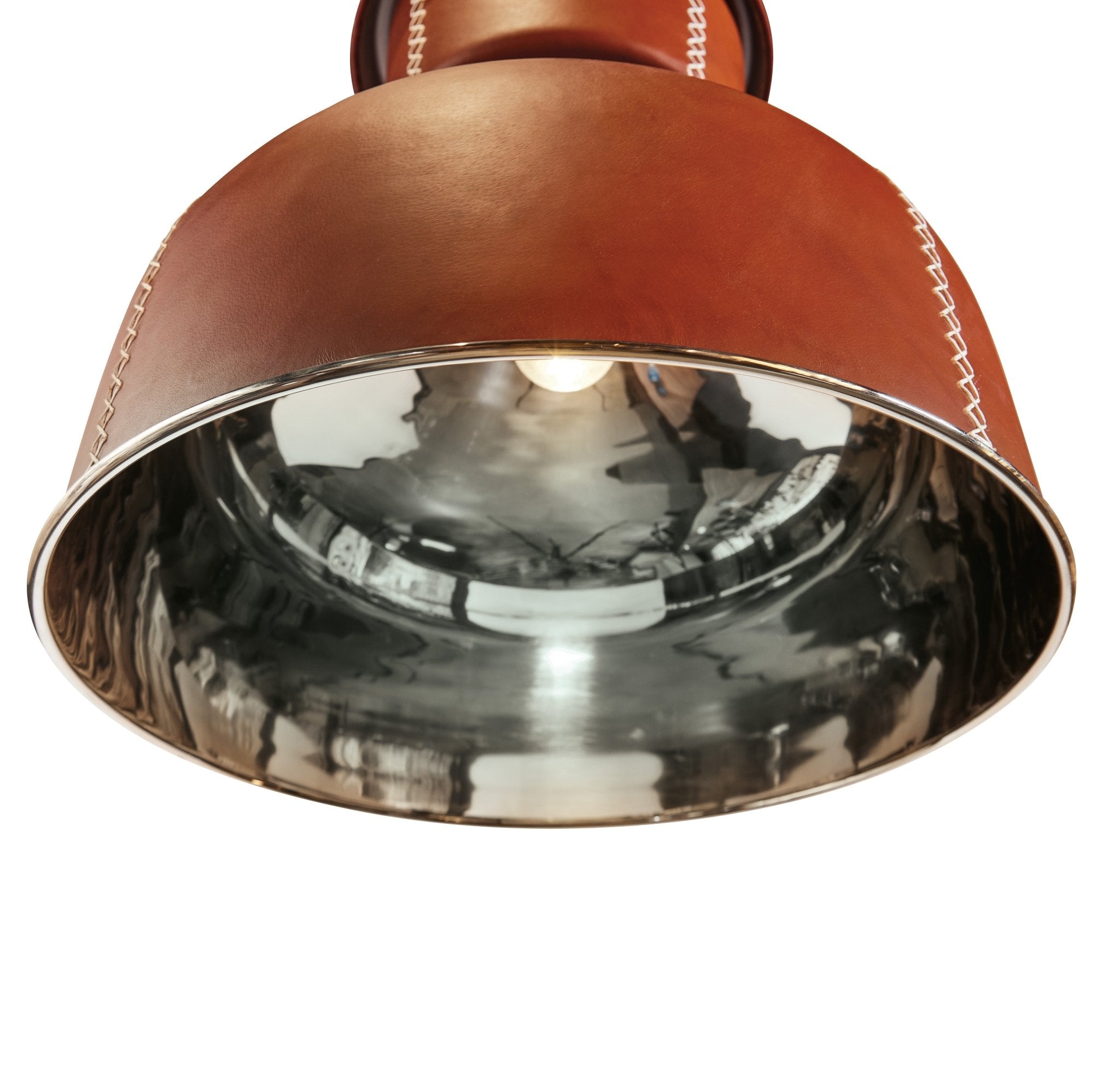 Large Leather Dome Pendant w/ Stitching - Central Designs