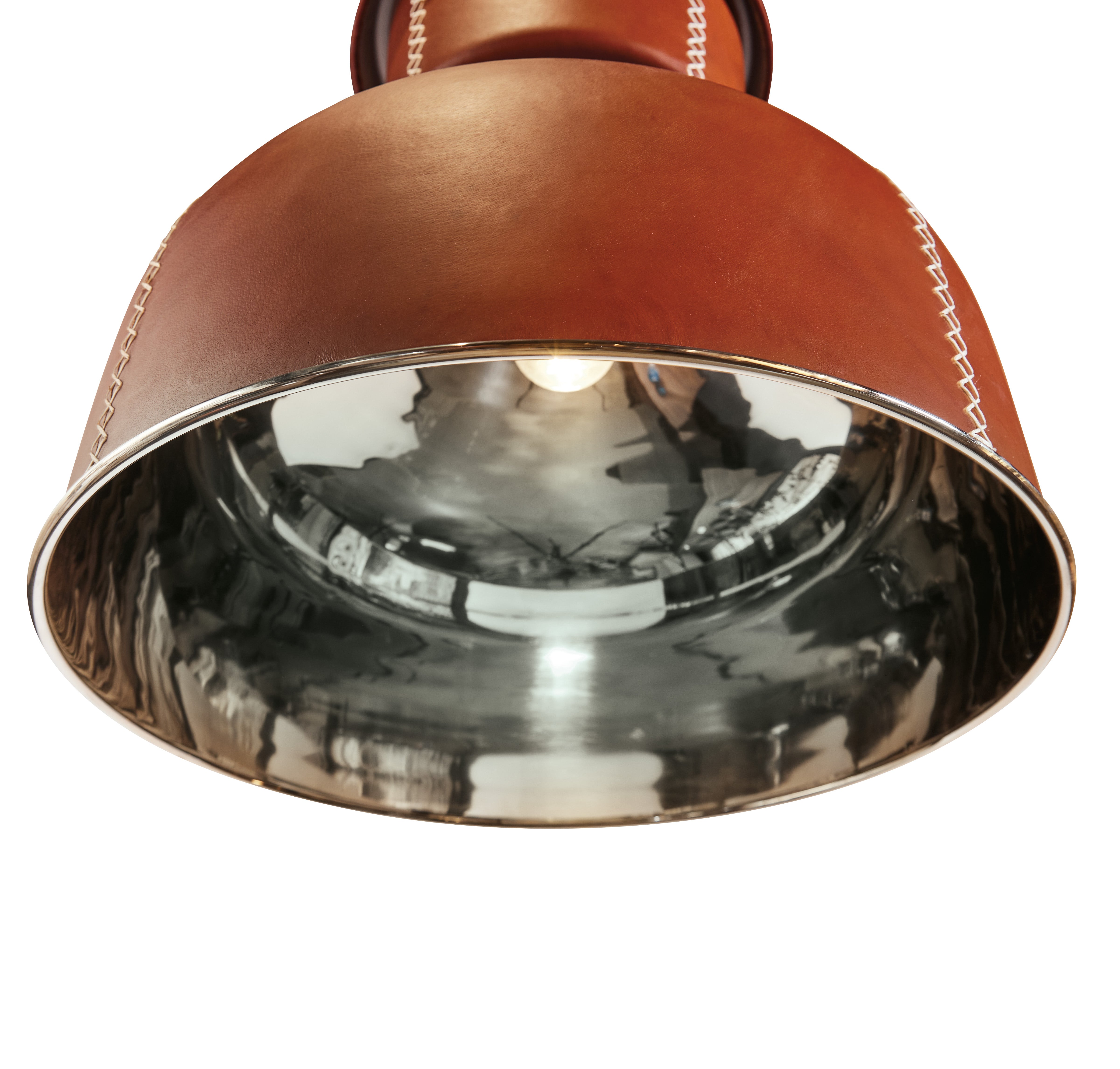 Large Leather Dome Pendant w/ Stitching