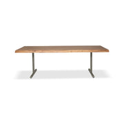 Brooks - Dining Table - T Base - 40" x 92" - Teak Top - Pewter Base