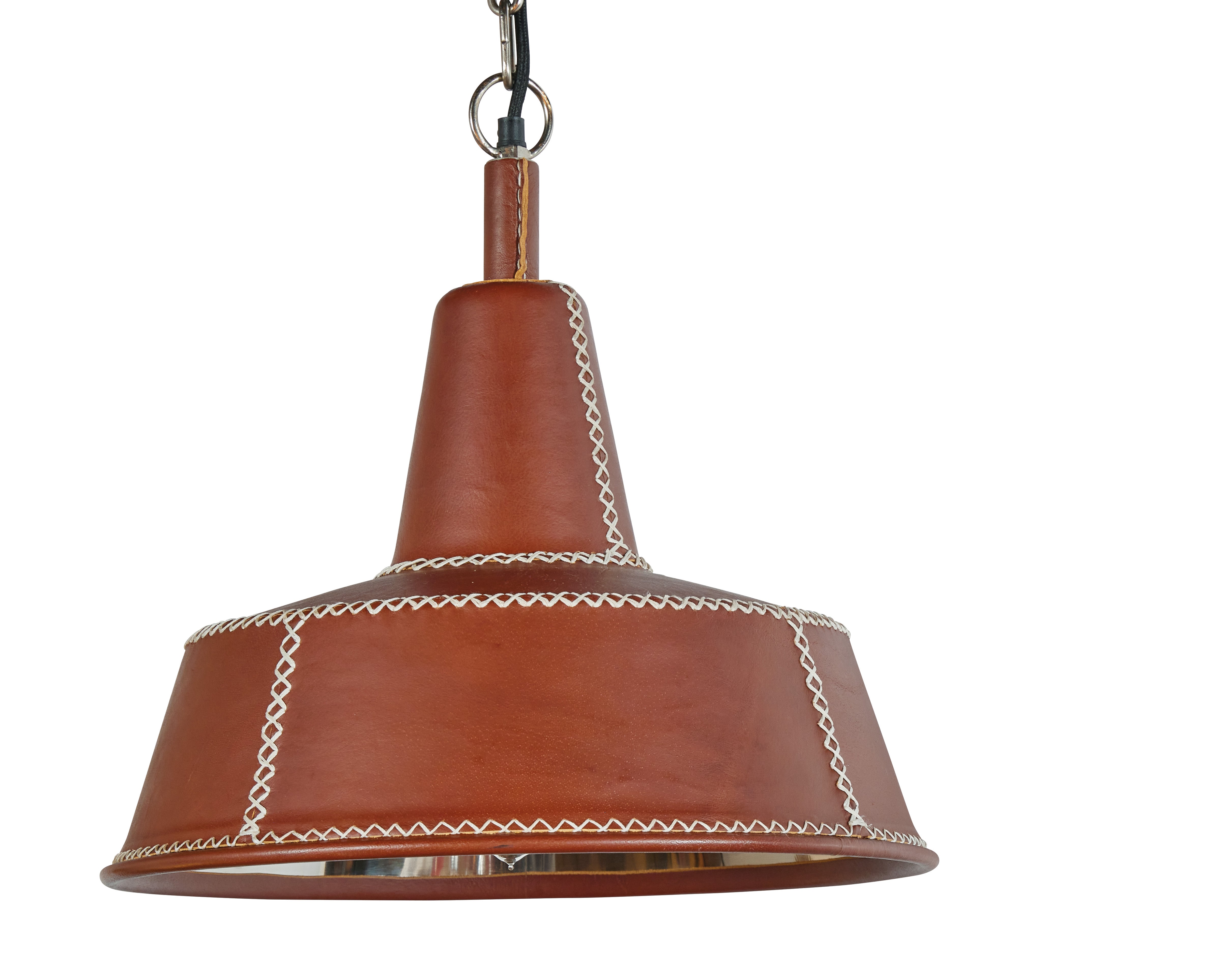 Leather Cone Pendant w/ Baseball Stitching