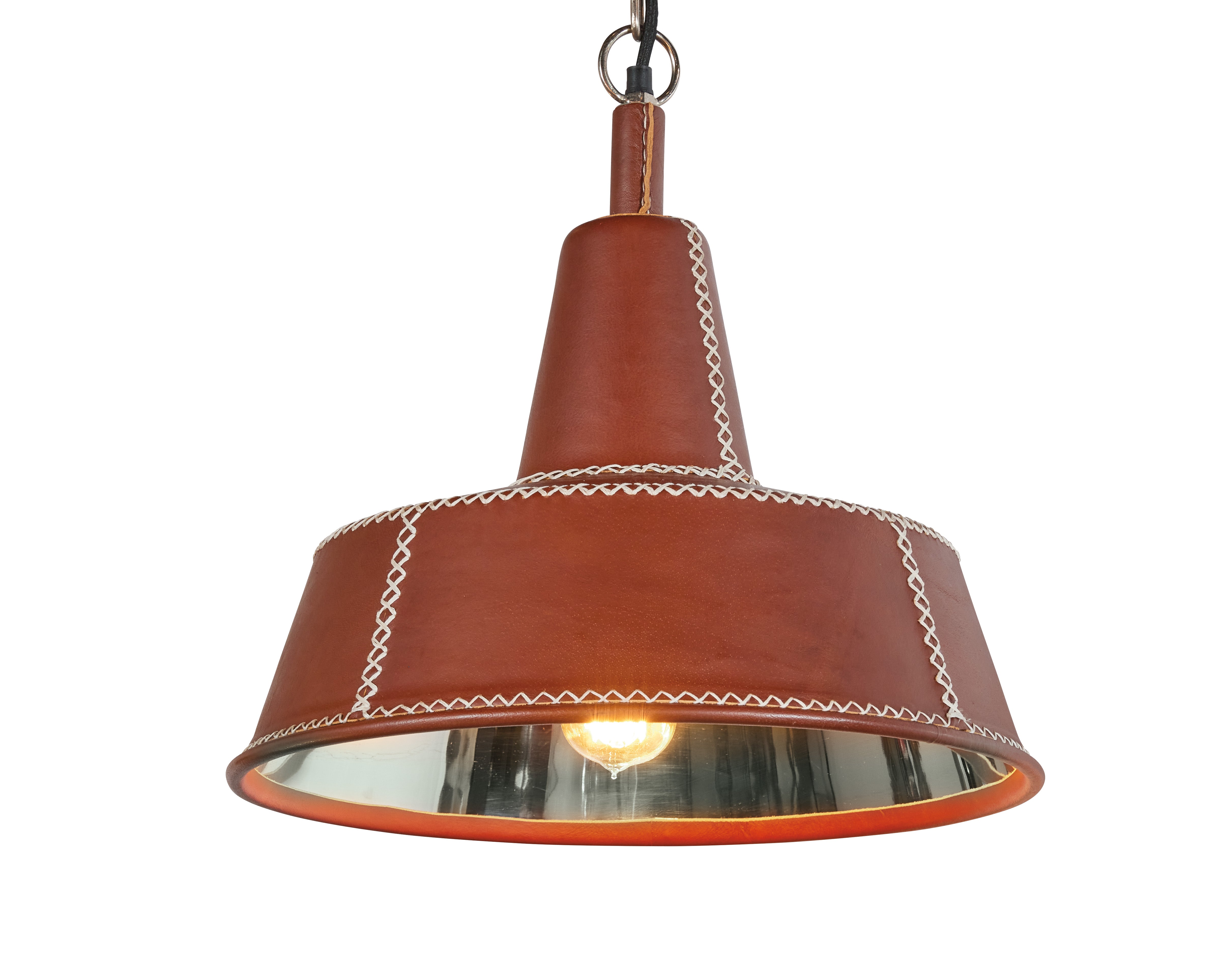 Leather Cone Pendant w/ Baseball Stitching