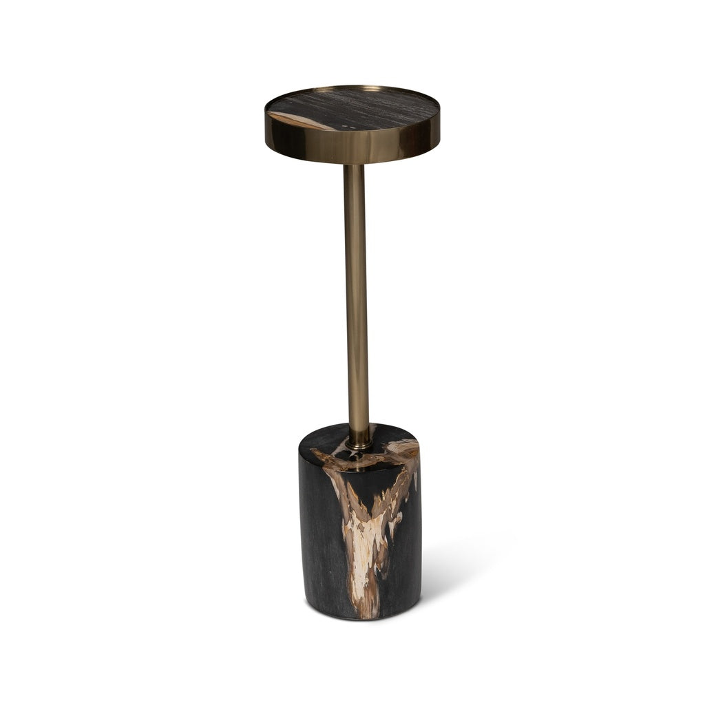 Relique - Tabitha Drink Table - Brass  Frame - Natural Dark  Top
