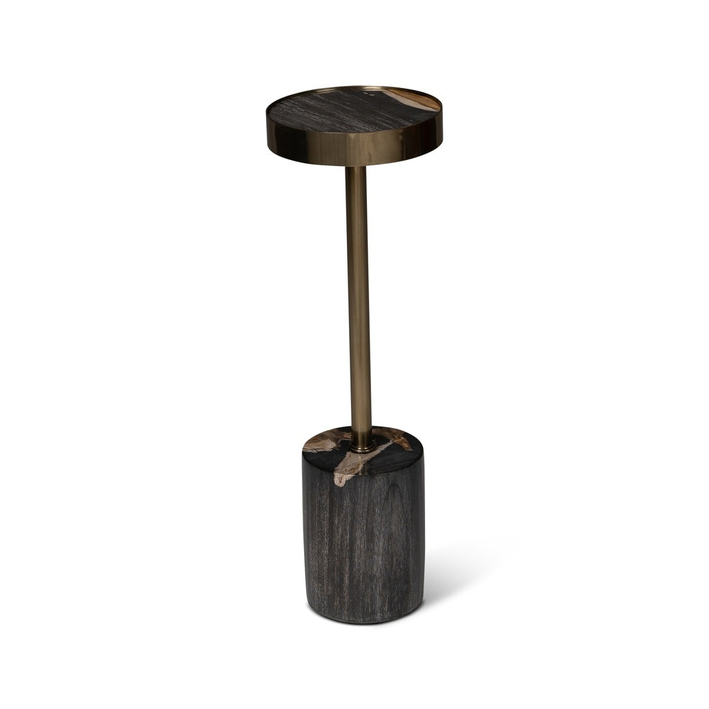 Relique - Tabitha Drink Table - Brass  Frame - Natural Dark  Top