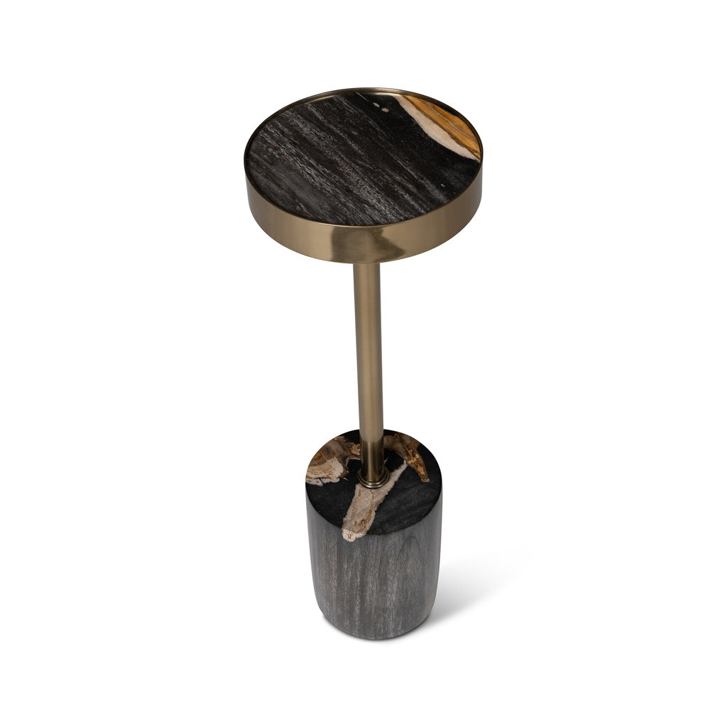 Relique - Tabitha Drink Table - Brass  Frame - Natural Dark  Top