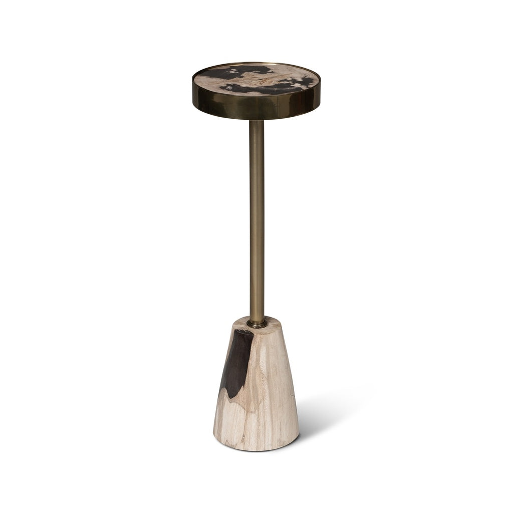 Relique - Jael Drink Table - Brass  Frame - Natural Dark  Top