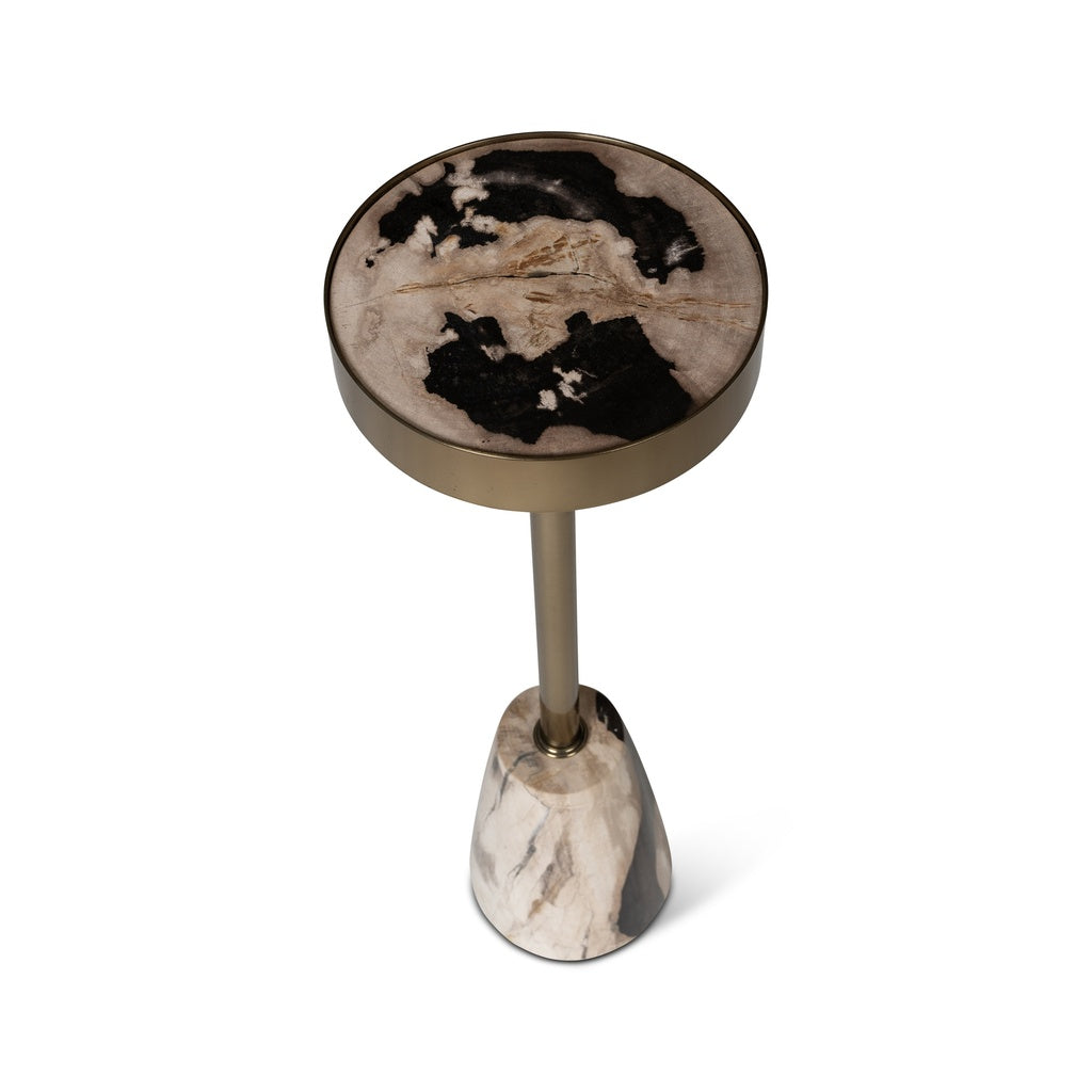 Relique - Jael Drink Table - Brass  Frame - Natural Dark  Top