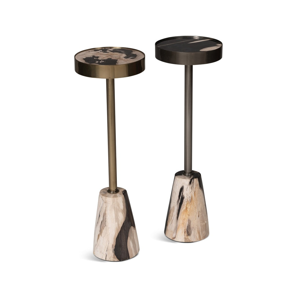 Relique - Jael Drink Table - Brass  Frame - Natural Dark  Top