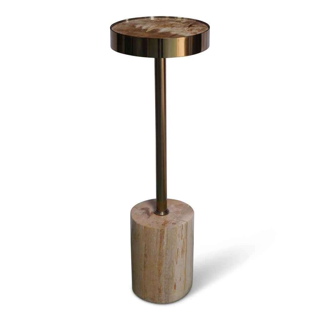 Relique - Tabitha Drink Table - Brass  Frame - Natural Light Top