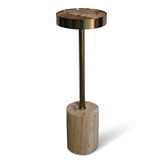 Relique - Tabitha Drink Table - Brass  Frame - Natural Light Top