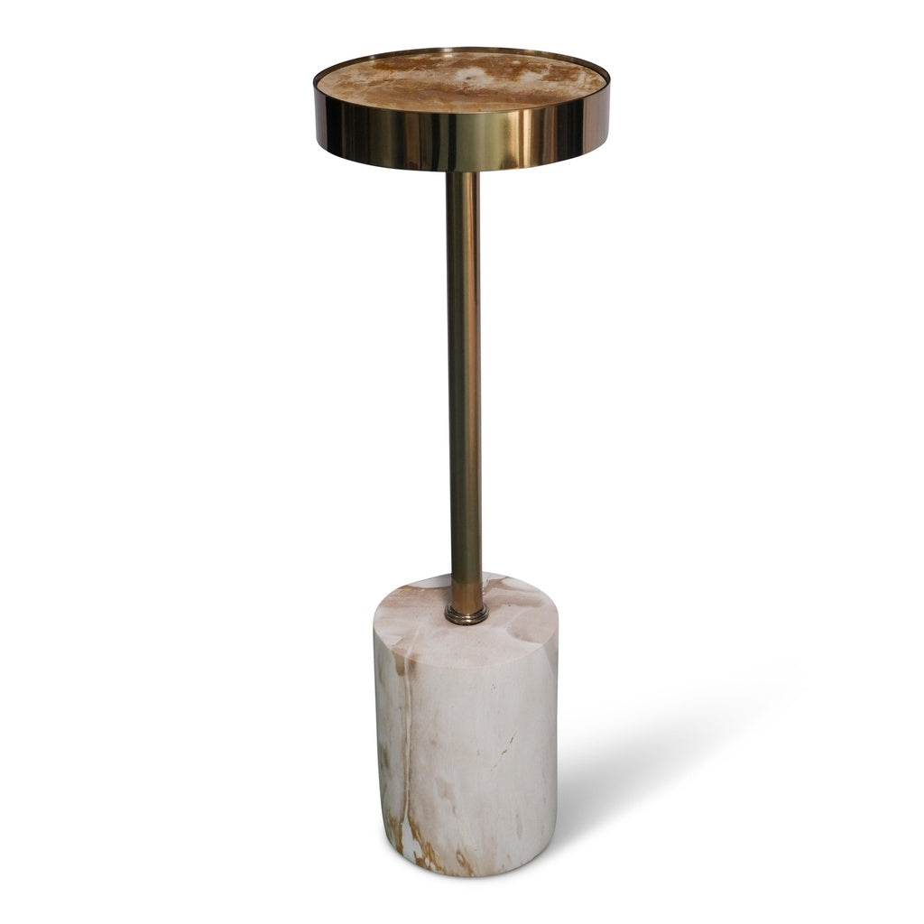 Relique - Tabitha Drink Table - Brass  Frame - Natural Light Top