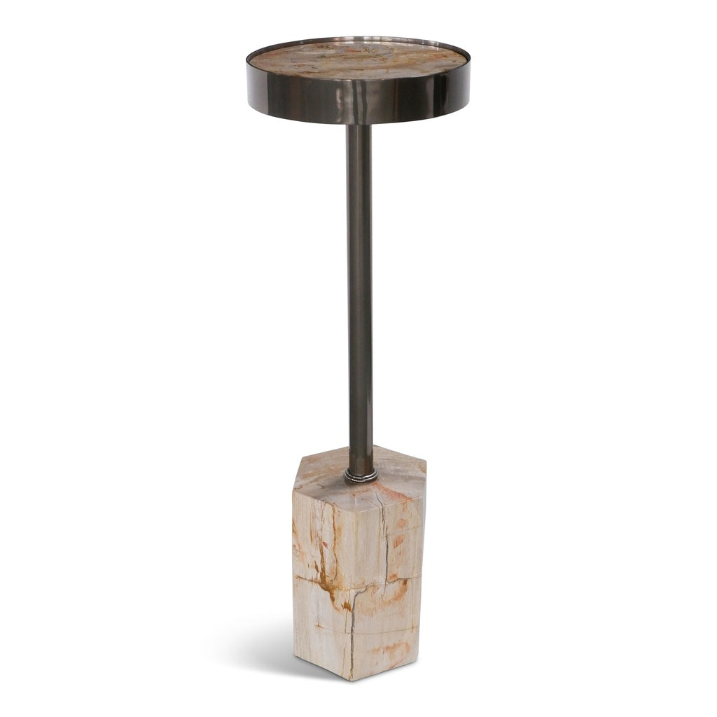 Relique - Dinah Drink Table - Nickel Frame - Natural Light Top