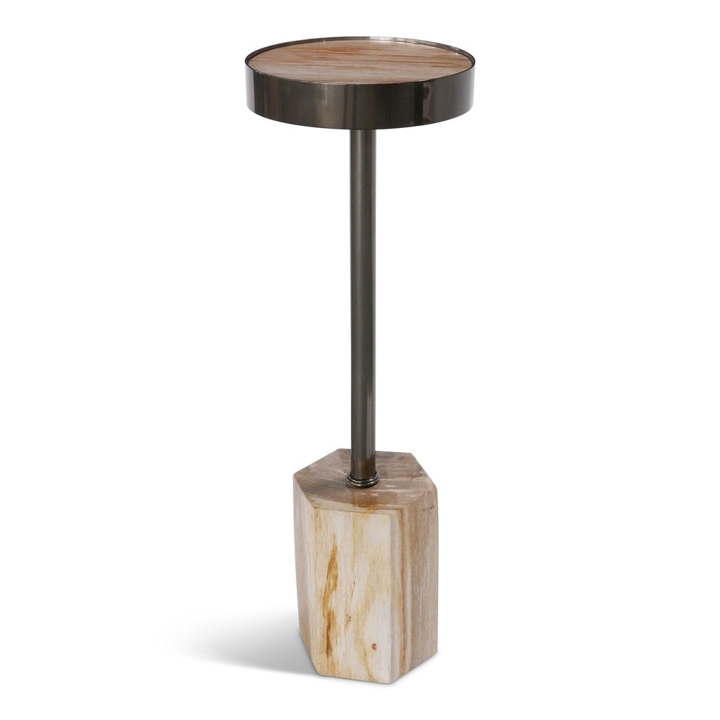 Relique - Dinah Drink Table - Nickel Frame - Natural Light Top