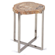 Relique - Milo End Table - Polished Stainless Steel Frame - Natural Light Top