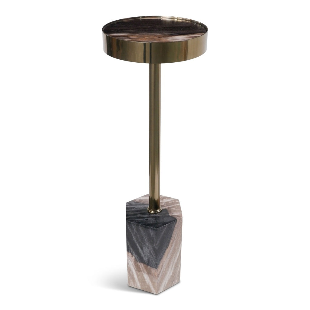 Relique - Dinah Drink Table - Brass  Frame - Natural Dark Top