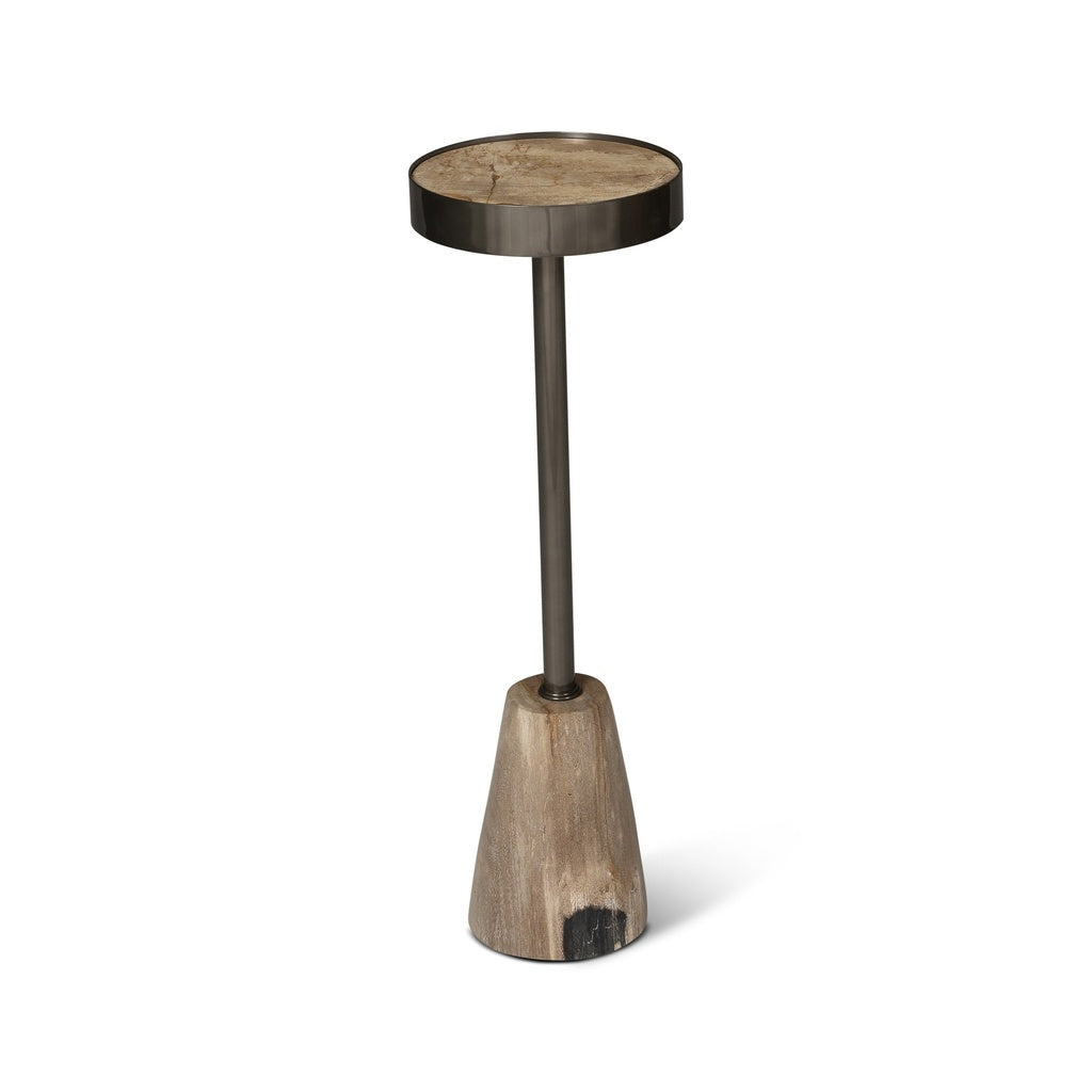 Relique - Jael Drink Table - Nickel Frame - Natural Light Top