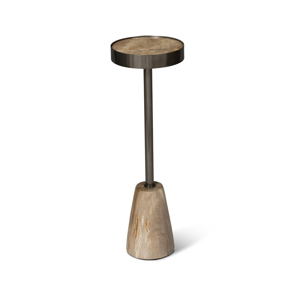 Relique - Jael Drink Table - Nickel Frame - Natural Light Top