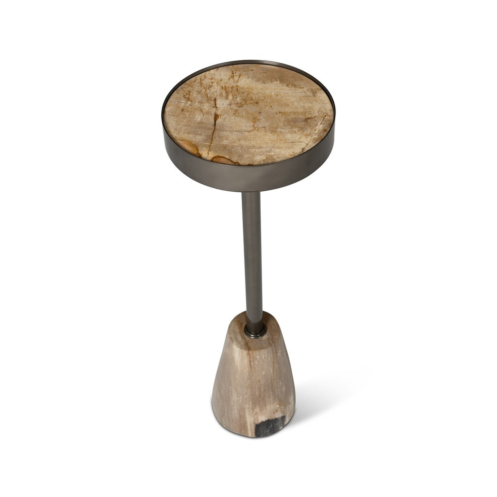 Relique - Jael Drink Table - Nickel Frame - Natural Light Top