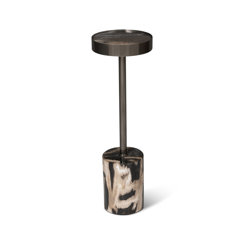 Relique - Tabitha Drink Table - Nickel Frame - Natural Dark  Top
