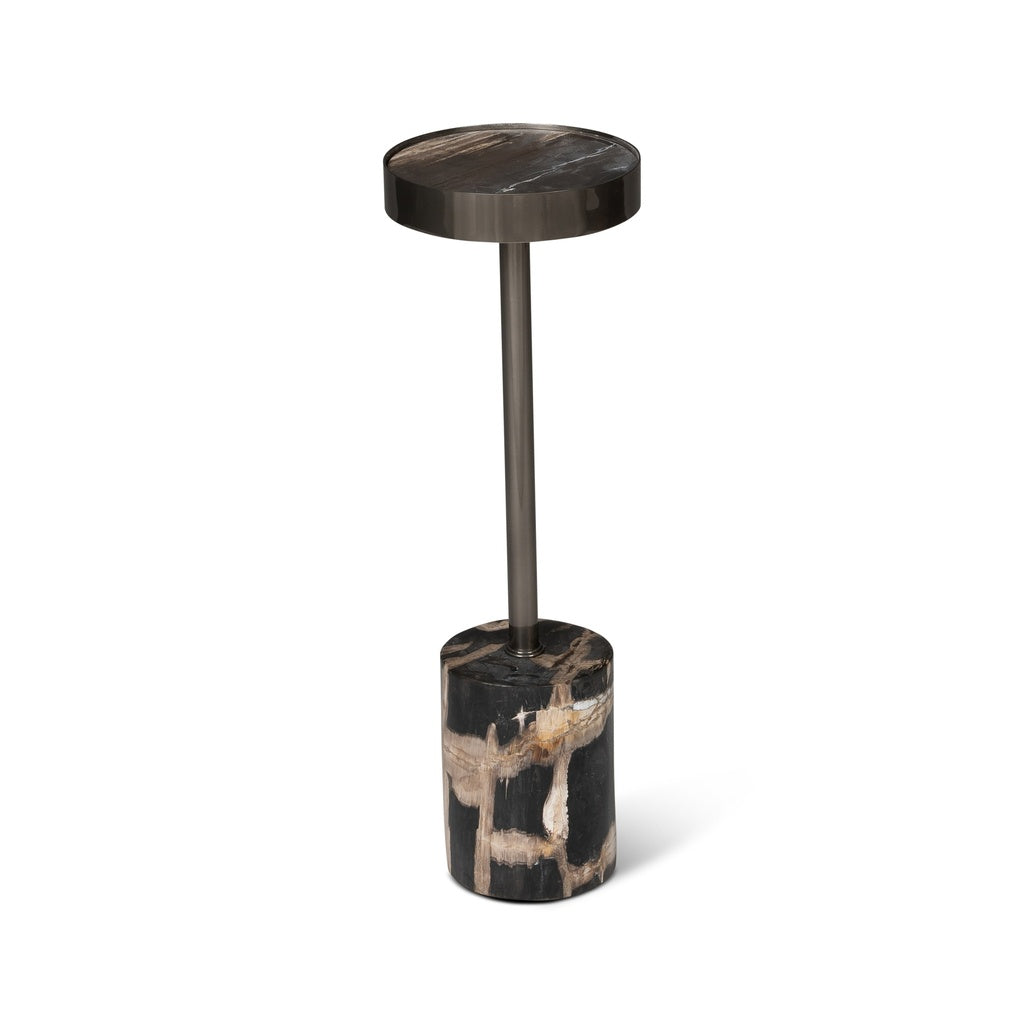 Relique - Tabitha Drink Table - Nickel Frame - Natural Dark  Top