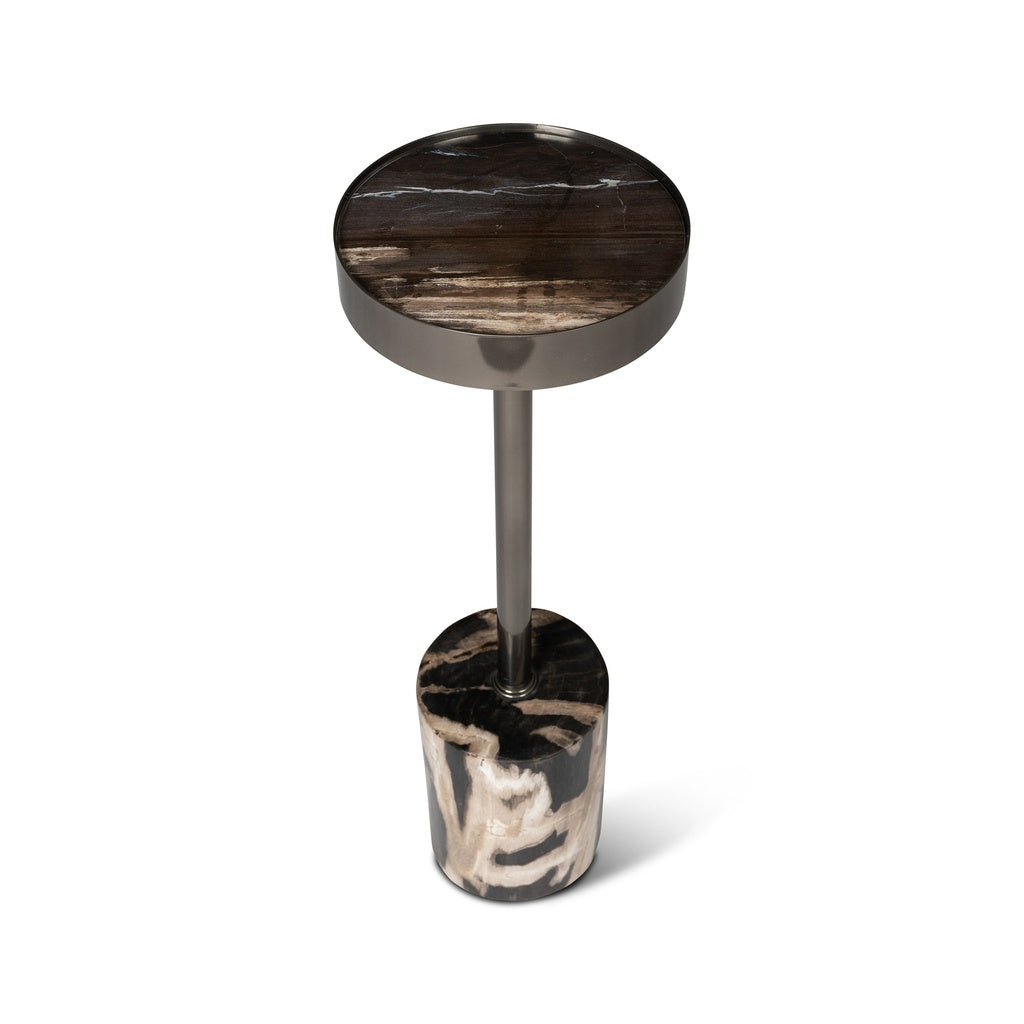 Relique - Tabitha Drink Table - Nickel Frame - Natural Dark  Top