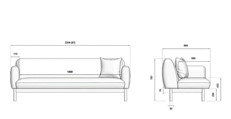 Metro - Tulum 3 Seater Sofa - Dark Brown