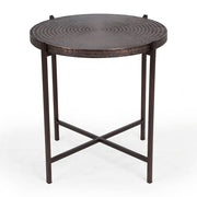 IE Series - Sanskrit End Table - Antique Copper - Bronze Frame