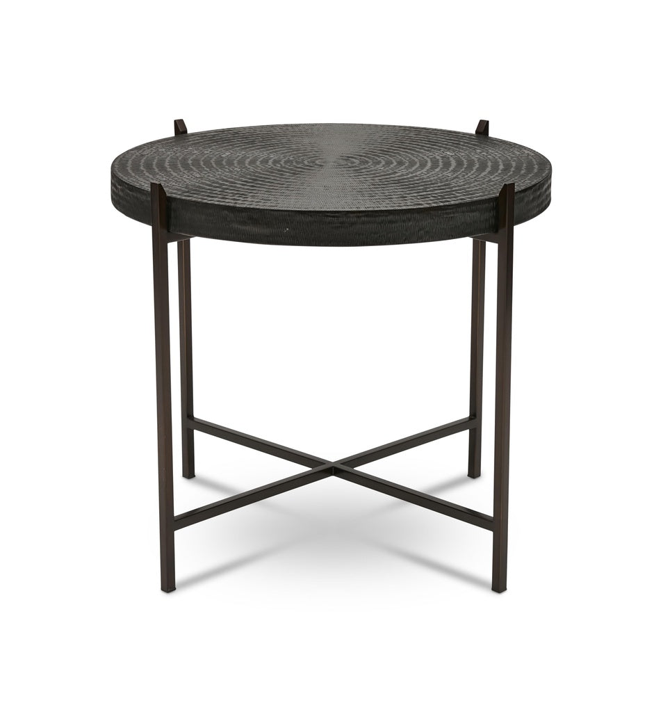 IE Series - Sanskrit End Table - Antique Copper - Bronze Frame