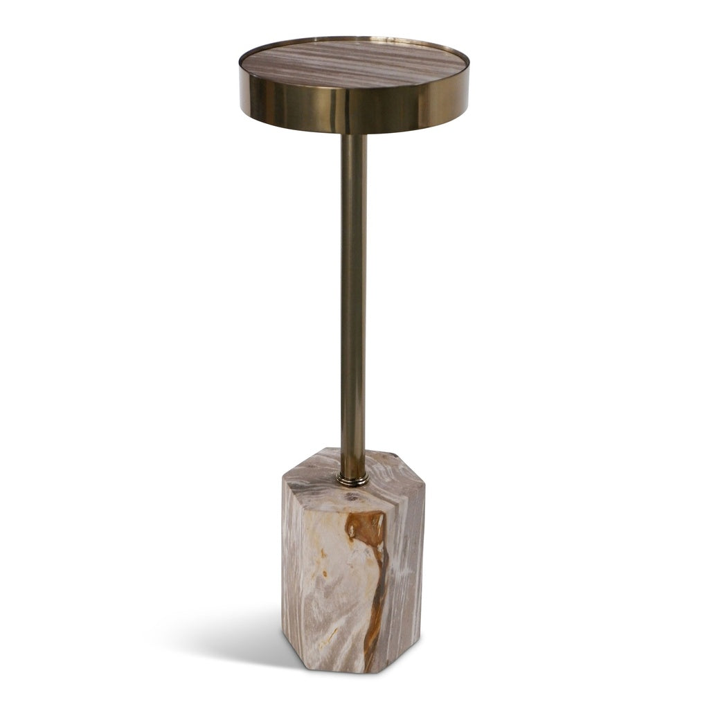 Relique - Dinah Drink Table - Brass  Frame - Natural Light Top