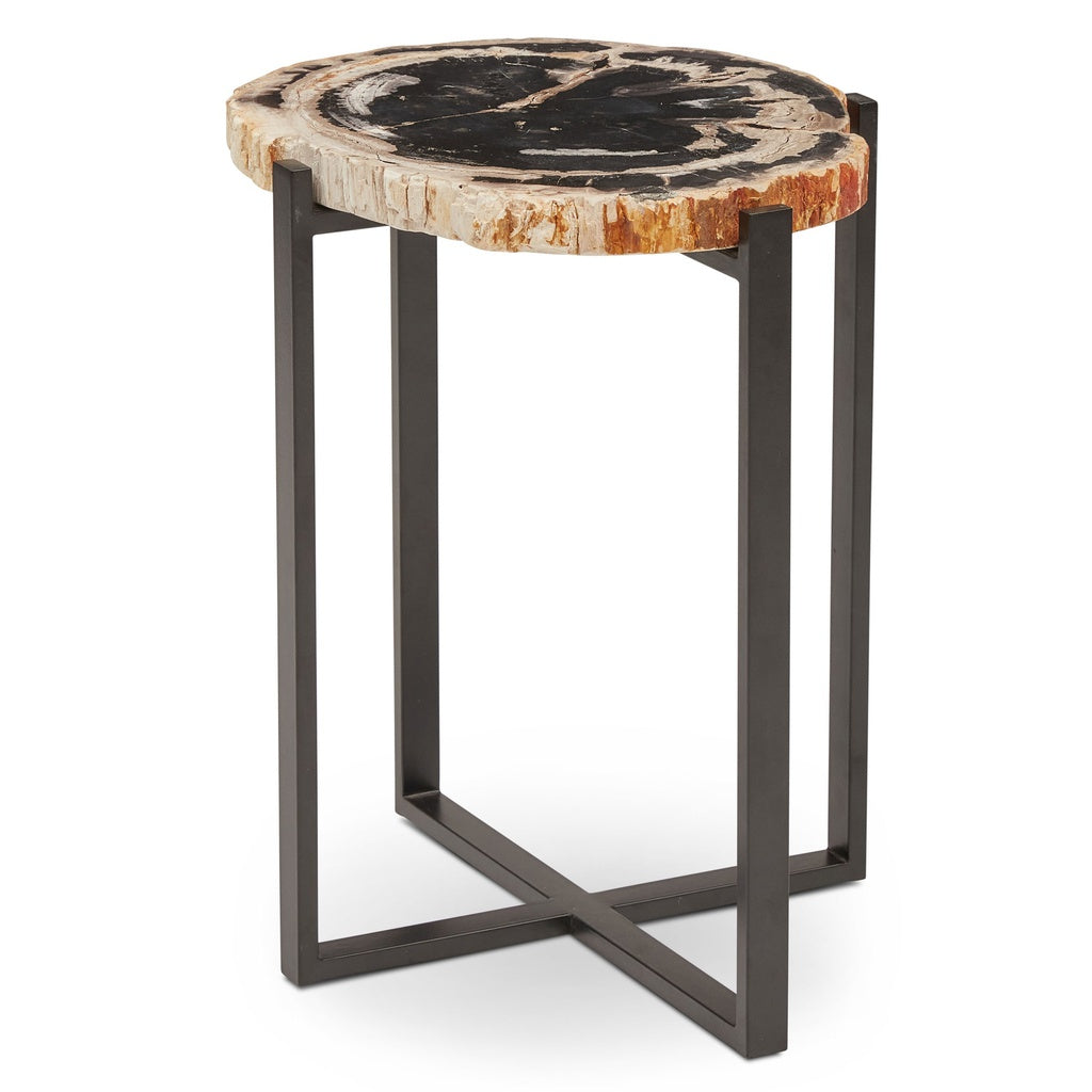 Relique - Milo End Table - Black Frame - Natural Dark Top