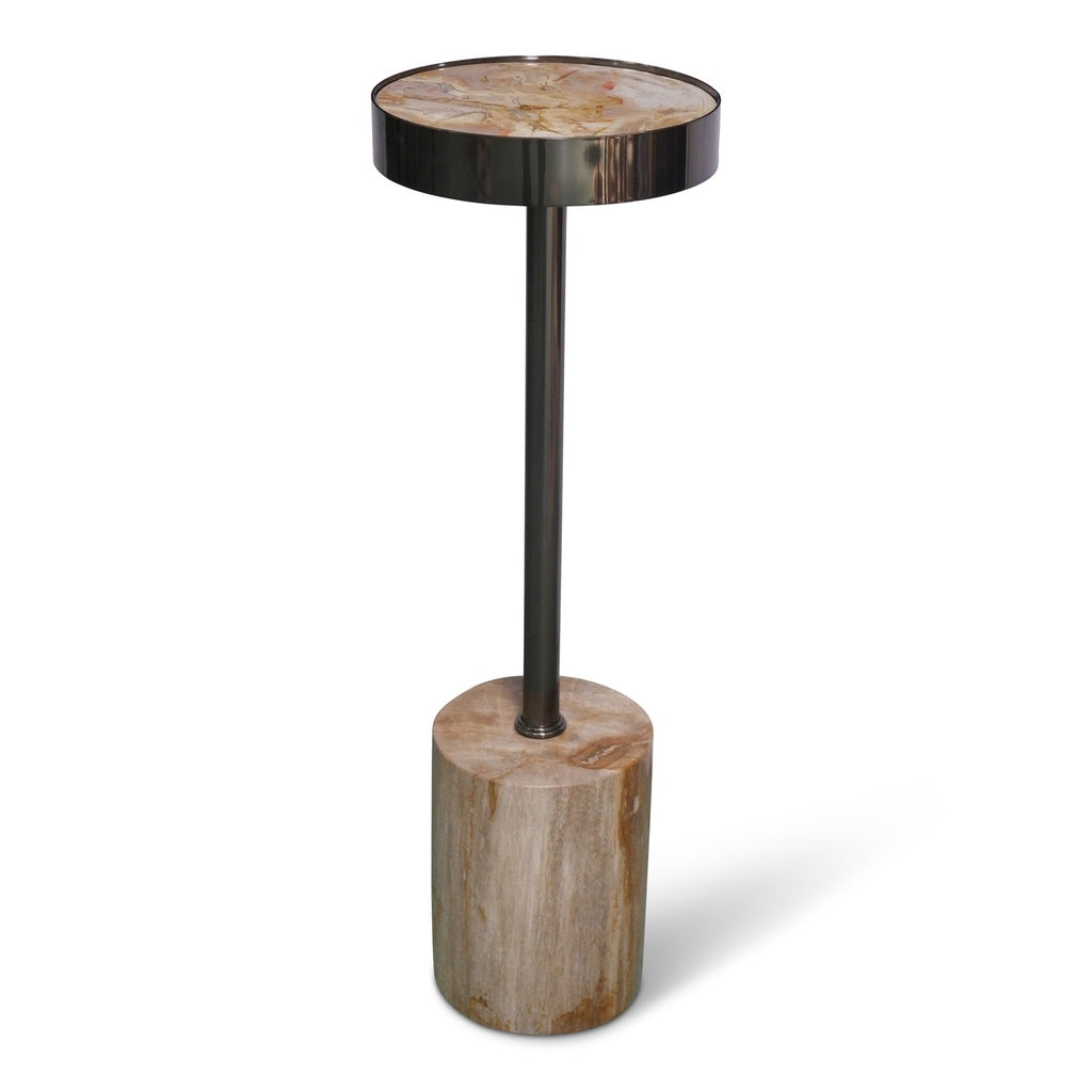 Relique - Tabitha Drink Table - Nickel Frame - Natural Light Top
