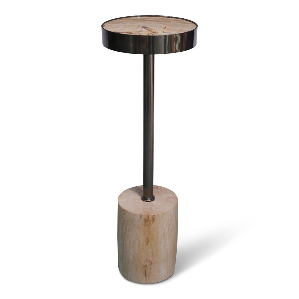 Relique - Tabitha Drink Table - Nickel Frame - Natural Light Top