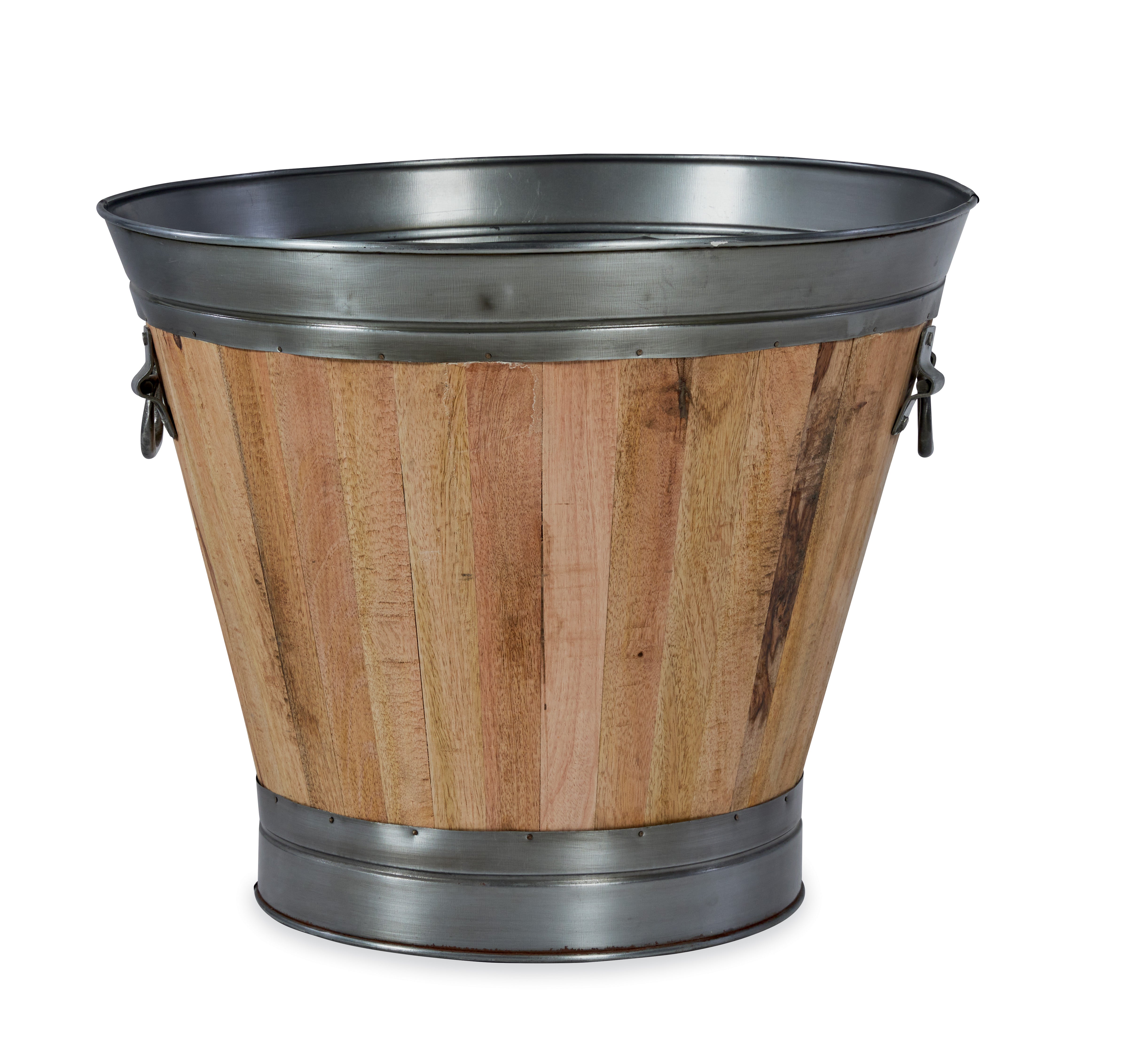 Arbor Round Wood Bucket w/ Iron Handles