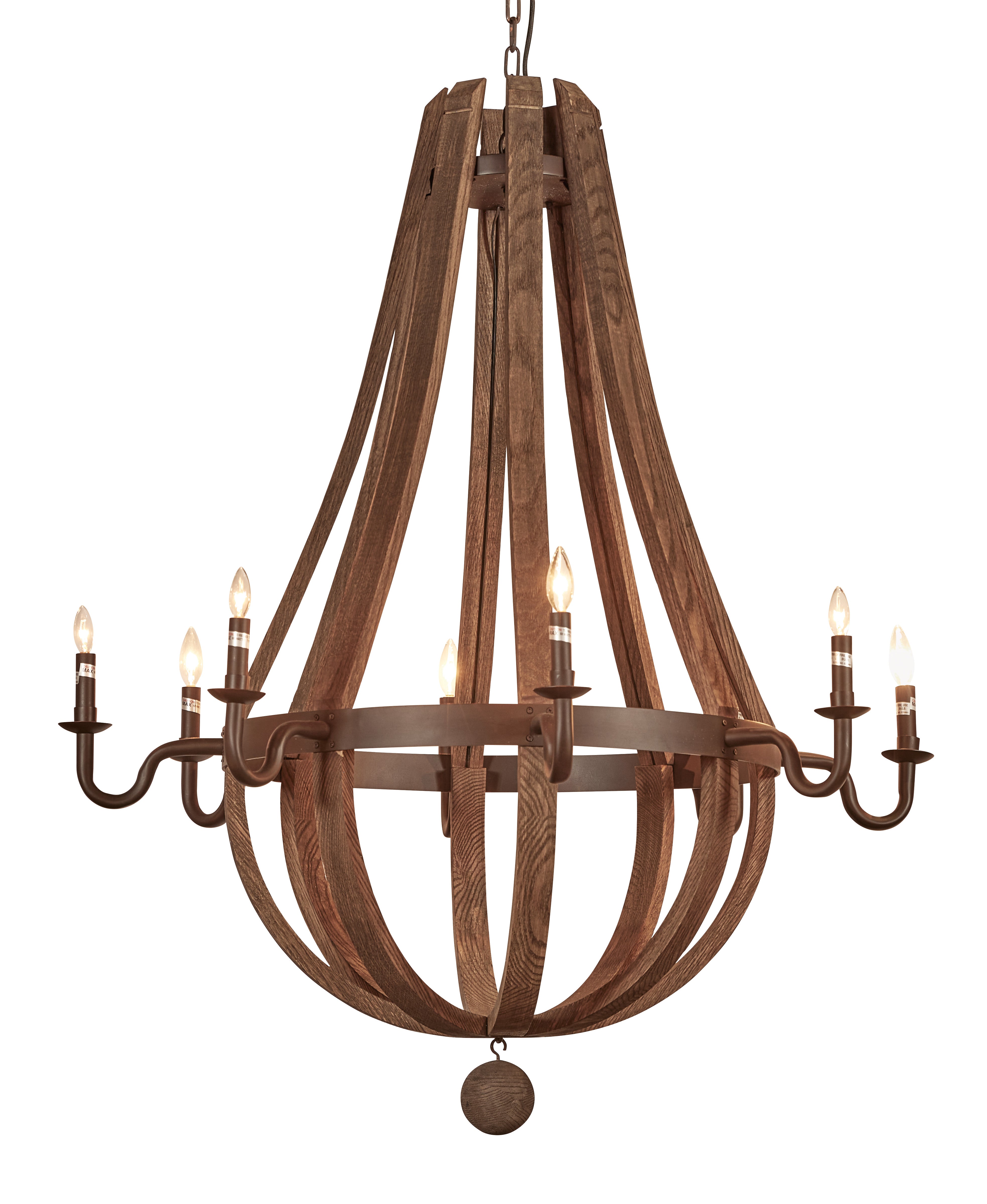 Wine Barrel Chandelier w/ Eight Arms