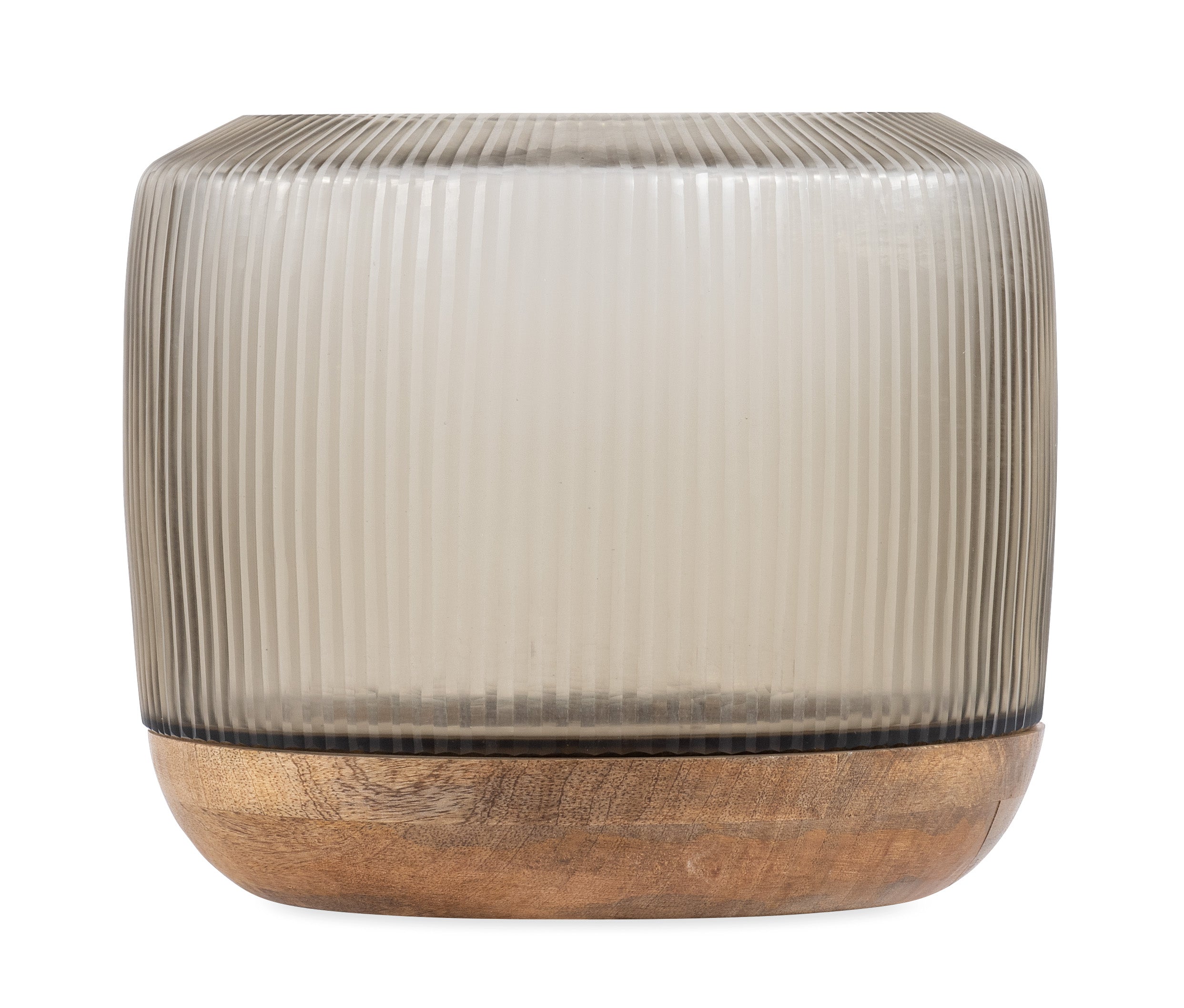 Adour Large Ribbed Lantern - Clear Smoke