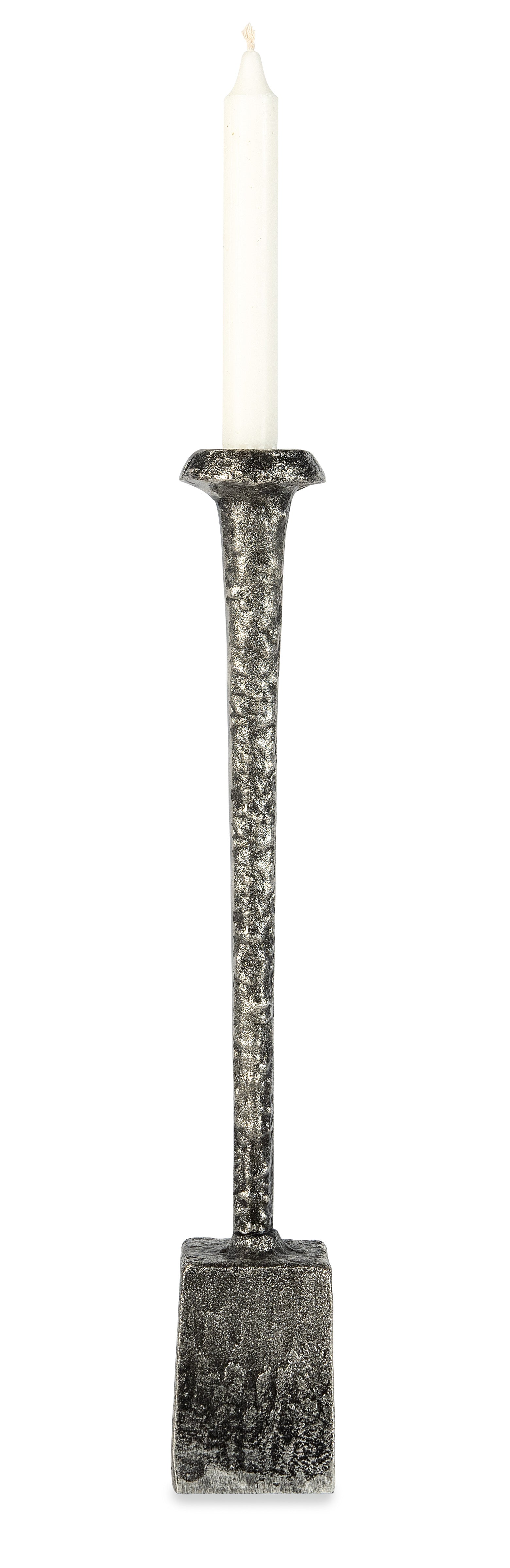 Antique Nickel Block Candleholder - Large