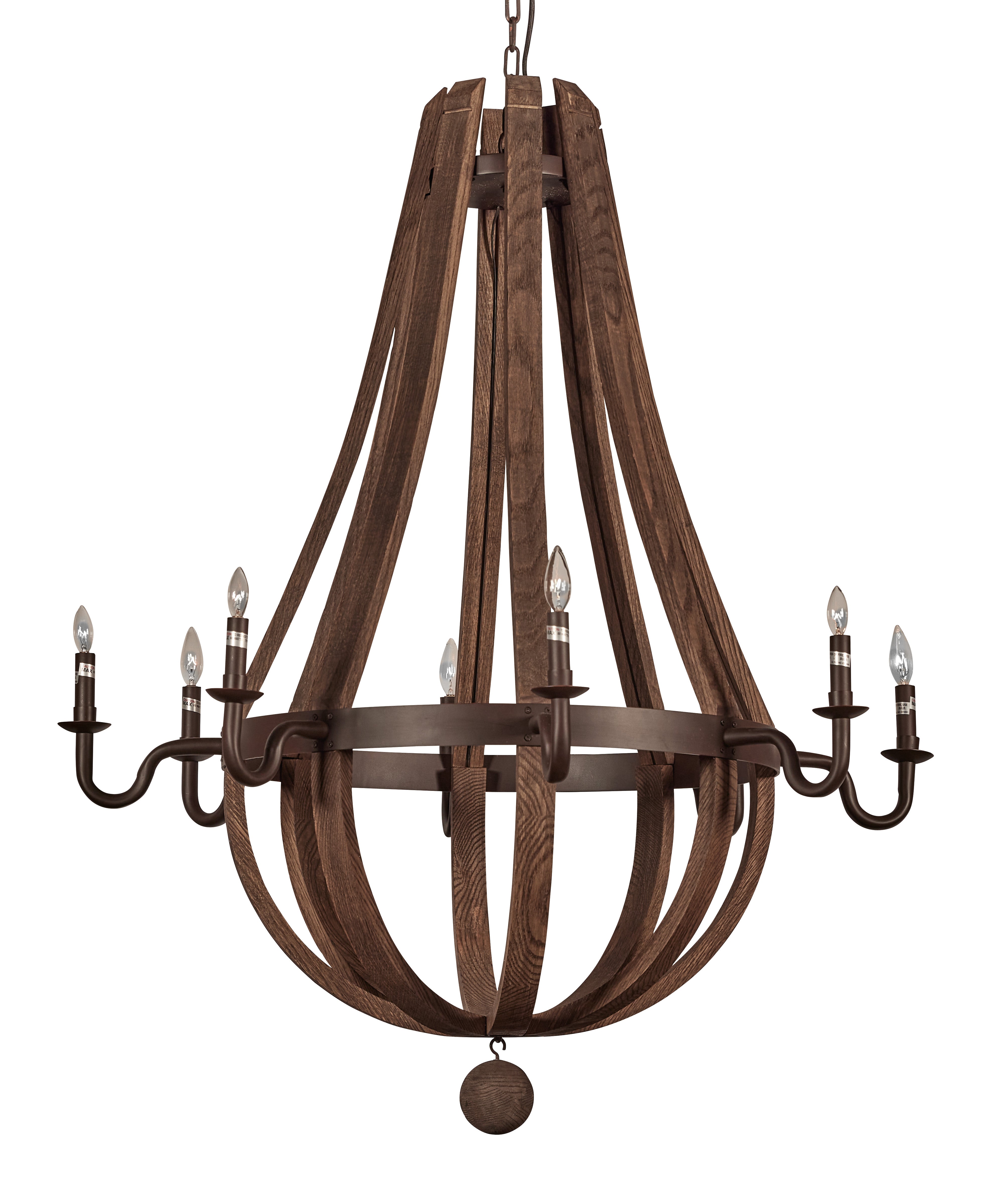 Wine Barrel Chandelier w/ Eight Arms