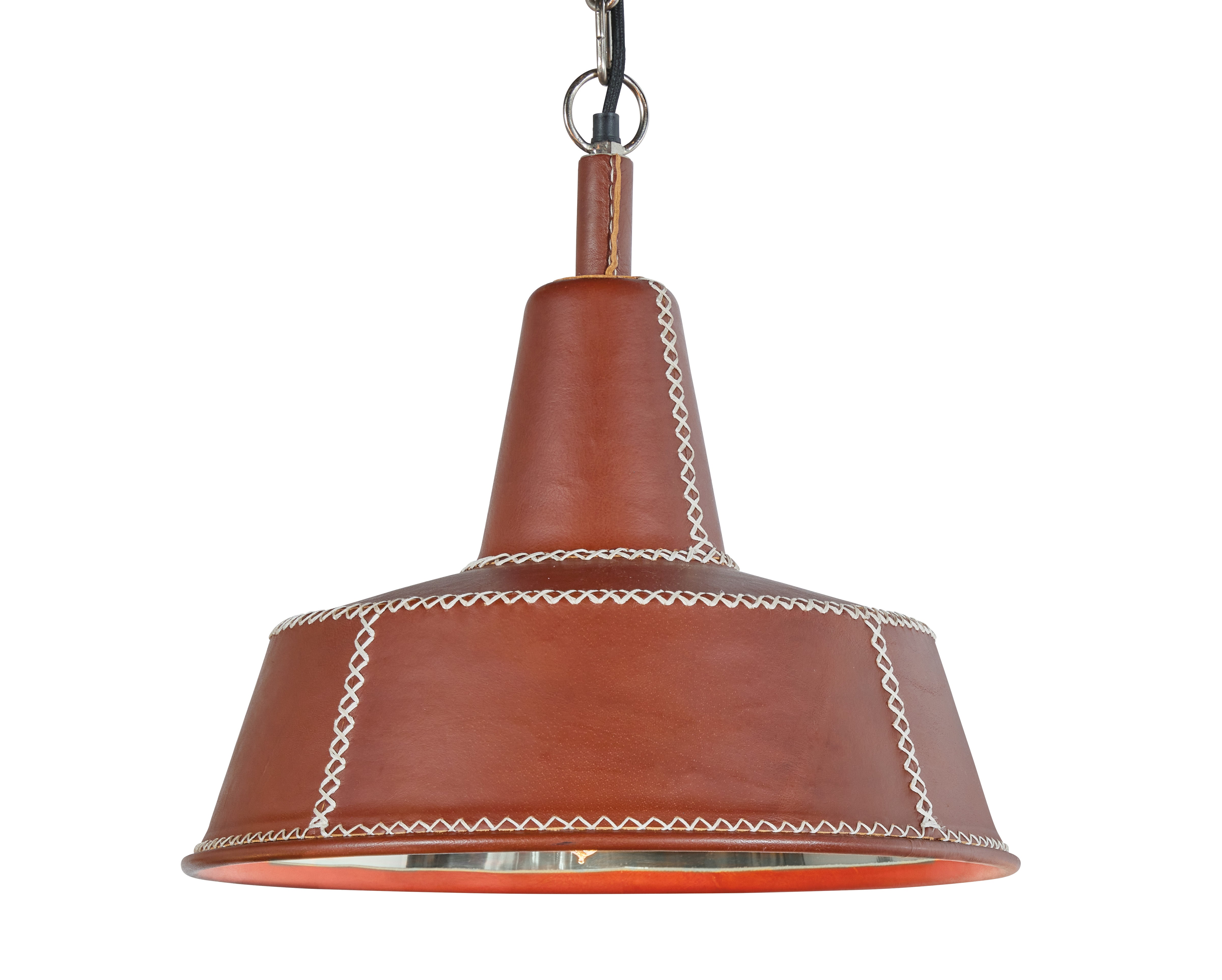 Leather Cone Pendant w/ Baseball Stitching