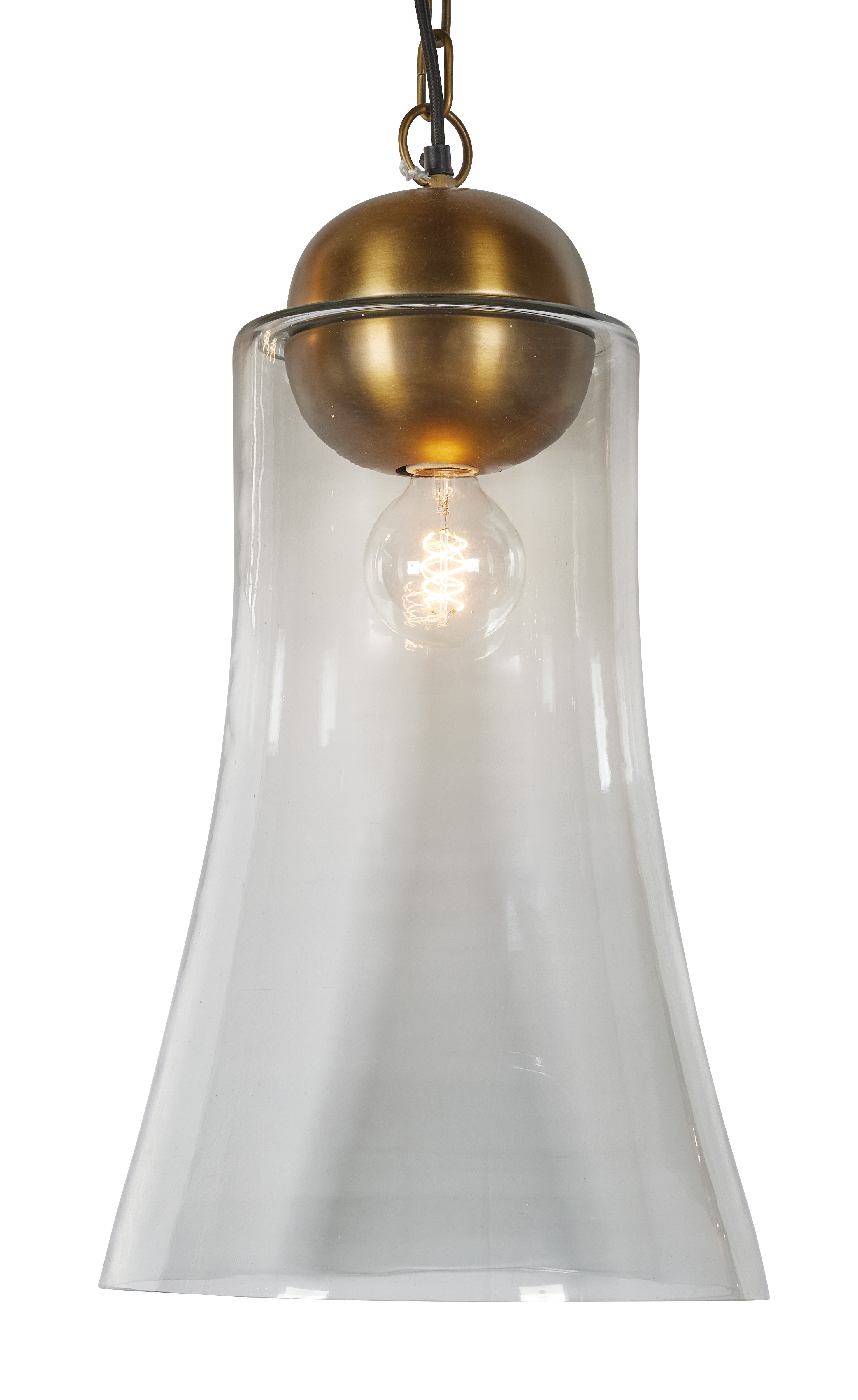 Glass Belle Pendant w/ Brass Hardware - Large