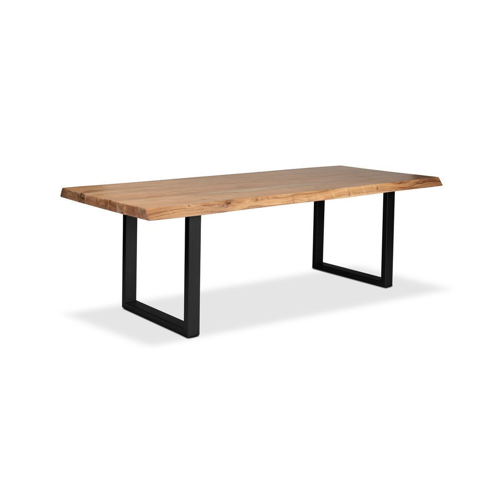 Brooks - Dining Table - U Base - 40" x 116" - Teak Top - Black Base